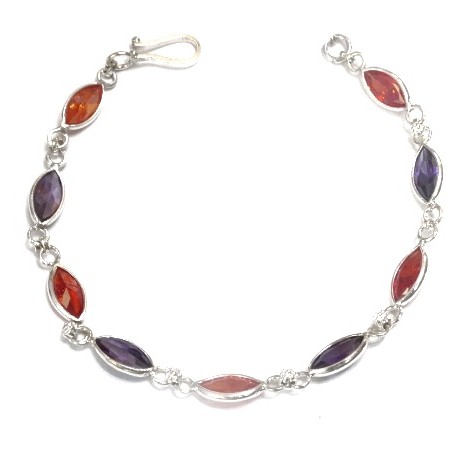 925 Sterling Silver Colour Stone Br...