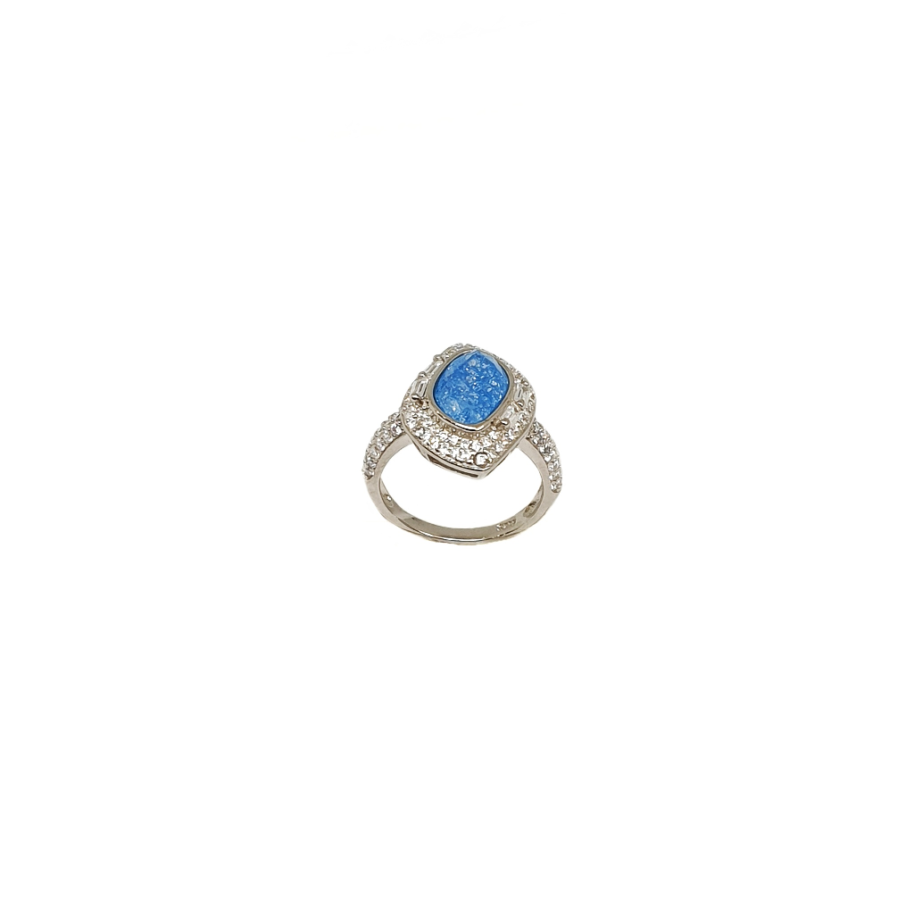 Blue Stone Diamond Unique 925 Sterling Silver Ring MGA - LRS5327