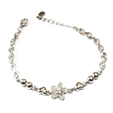 925 Sterling Silver Flower Shape Bracelet MGA - BRS0414