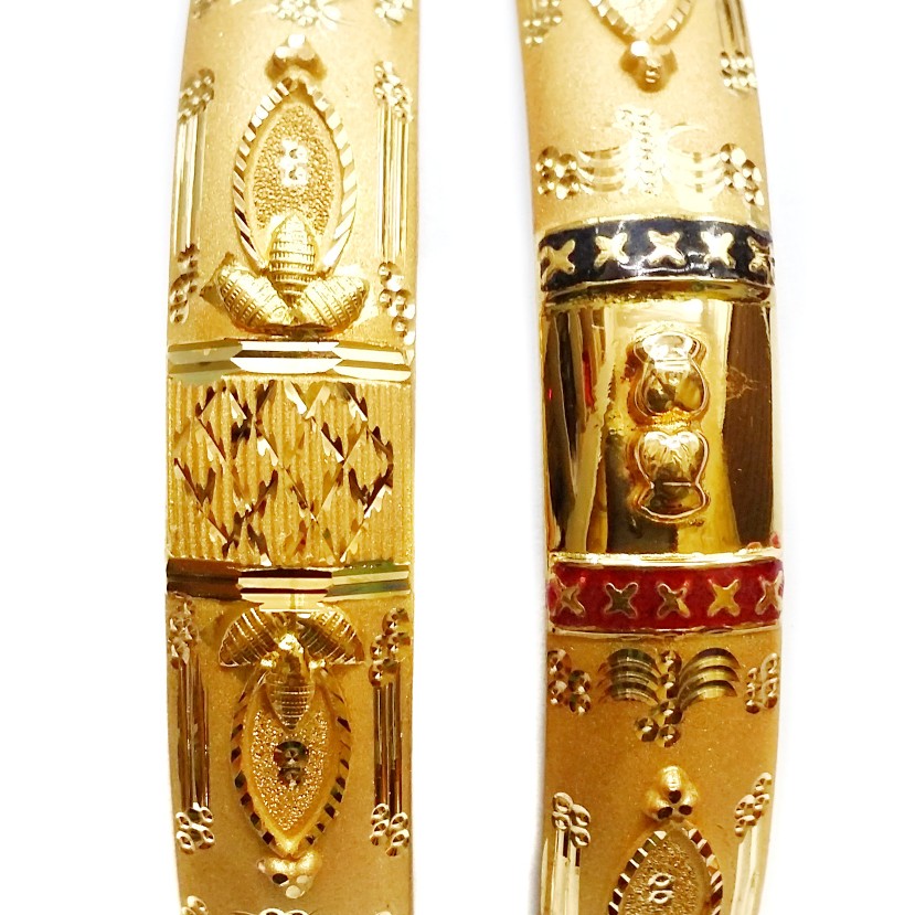 22k Gold Meenakari Half Round Patla Bangles MGA - GP051