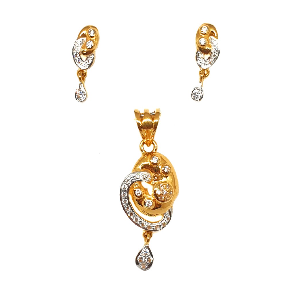 22K Gold Modern Pendant Set MGA - P...