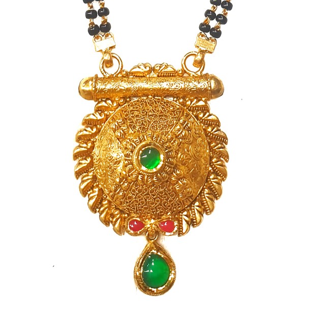 916 Gold Round Shape Antique Mangalsutra MGA - GM037