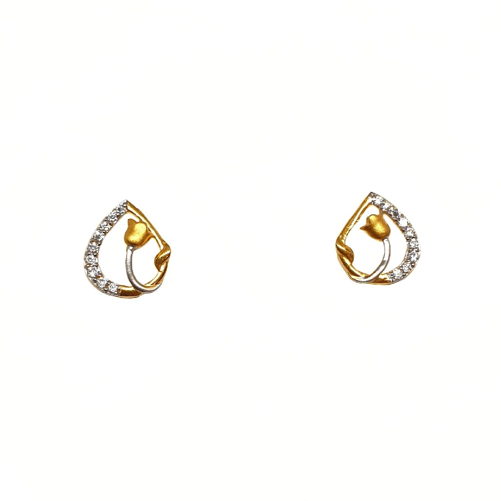 22K Gold Flower Shaped Modern Earri...