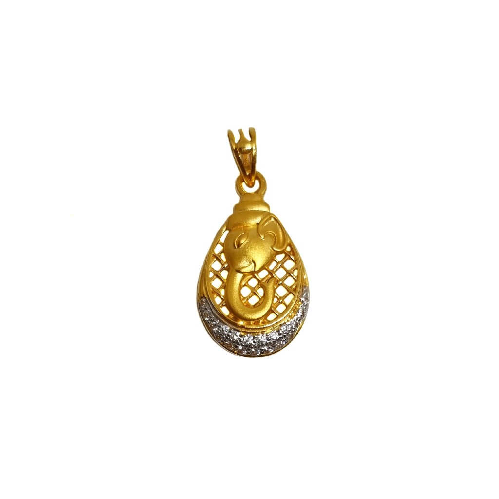 22k gold designer ganesh pendant mg...