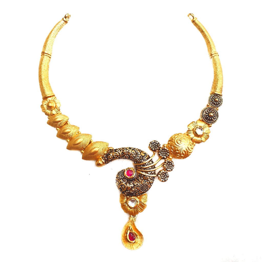 22k Gold Antique Rajwadi Nakkashi N...