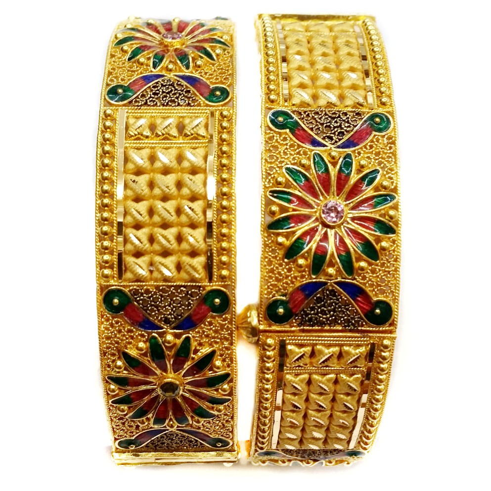 22k gold meenakari flower shape kad...