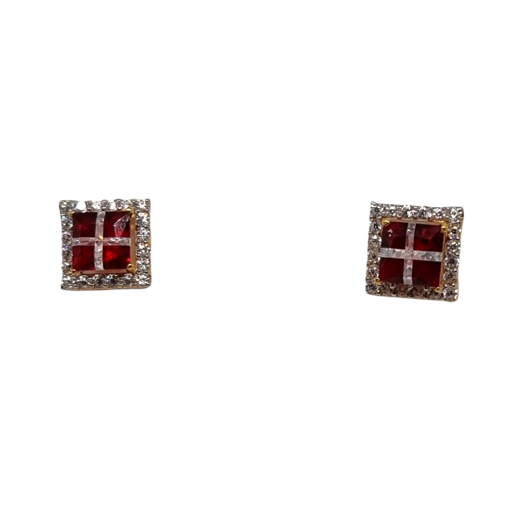 18K Gold Square Shape Designer Earr...