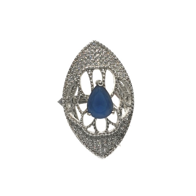 925 Sterling Silver Blue Stone Ring...