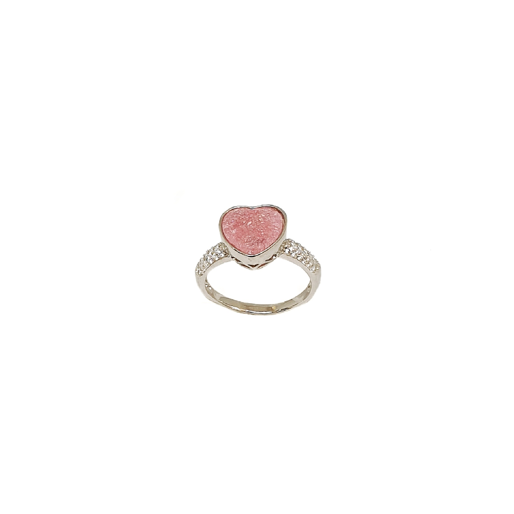 Heart Shape Pink Stone 925 Sterling...