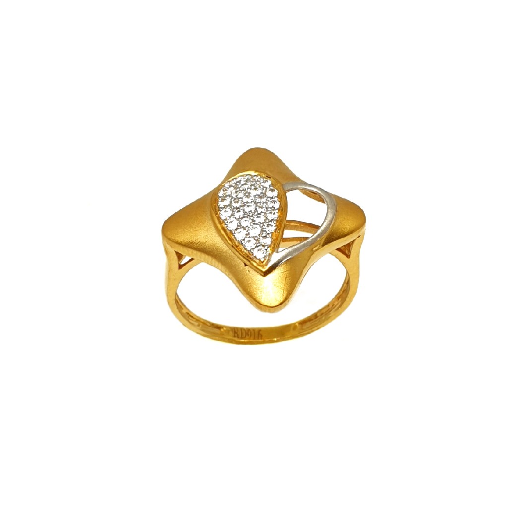 22K Gold Heart Shaped Matte Finish Ring MGA - LRG1077