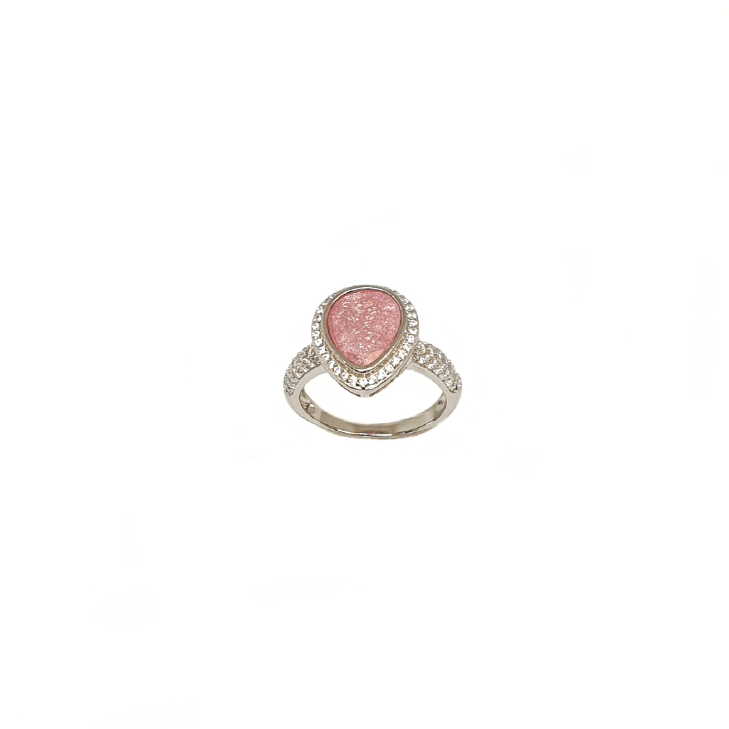 Pink Stone Diamond Ring In 925 Ster...