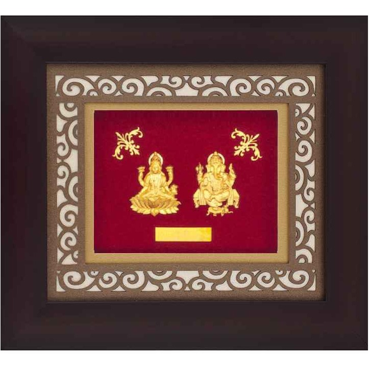 Laxmi ganeshji carving frame in 24k...