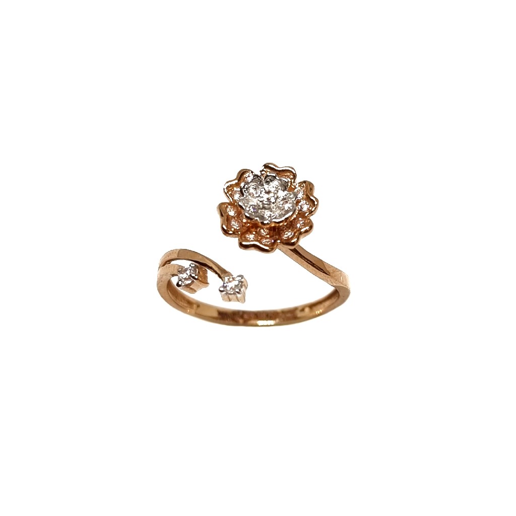 18K Rose Gold Flower Shaped Modern...