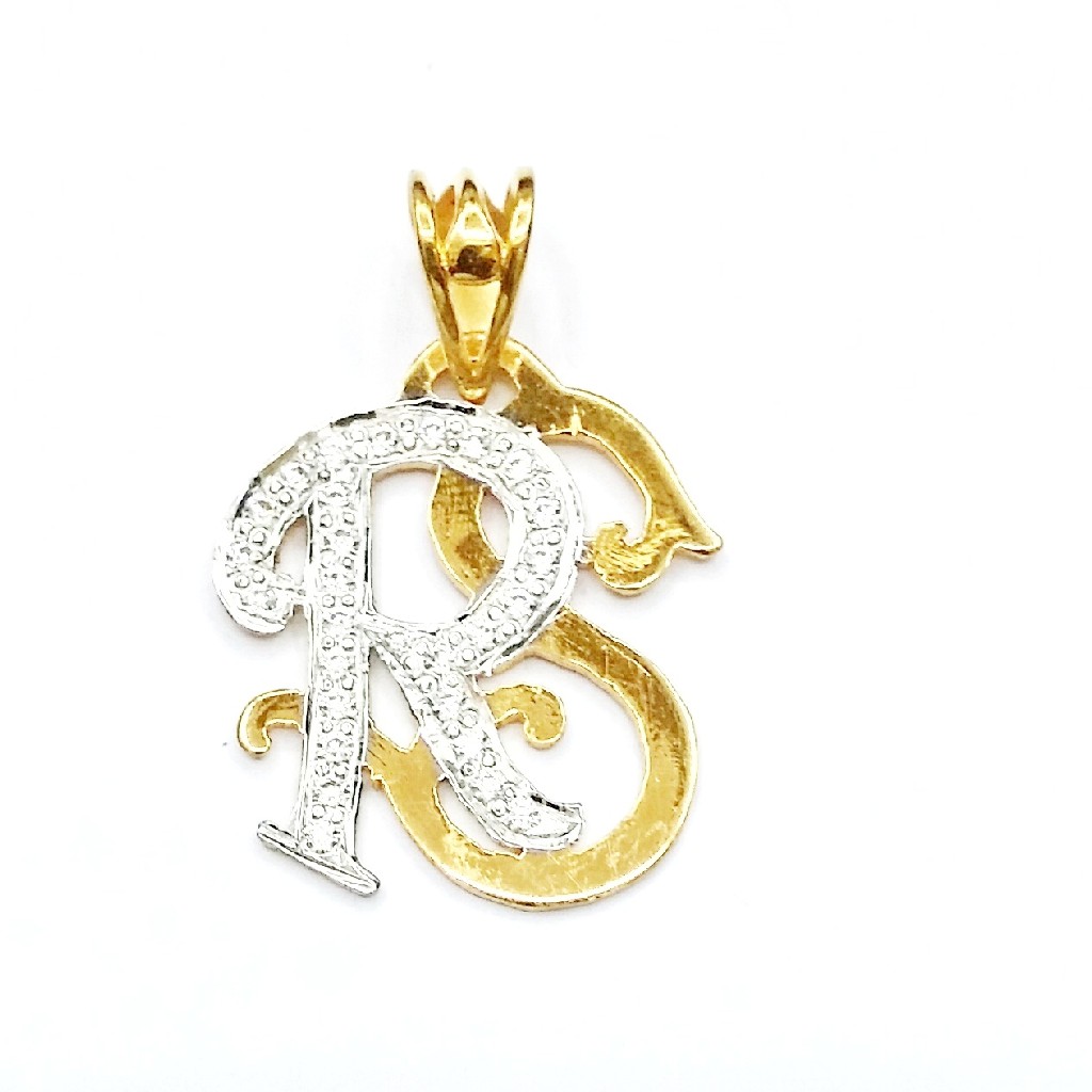 22k gold rs monogram pendant mga -...