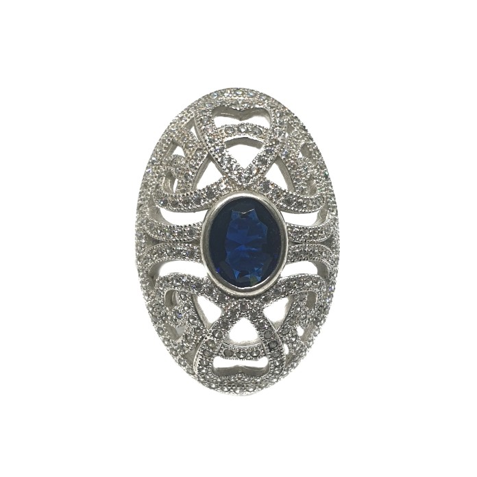 925 Sterling Silver Oval Shaped Blu...