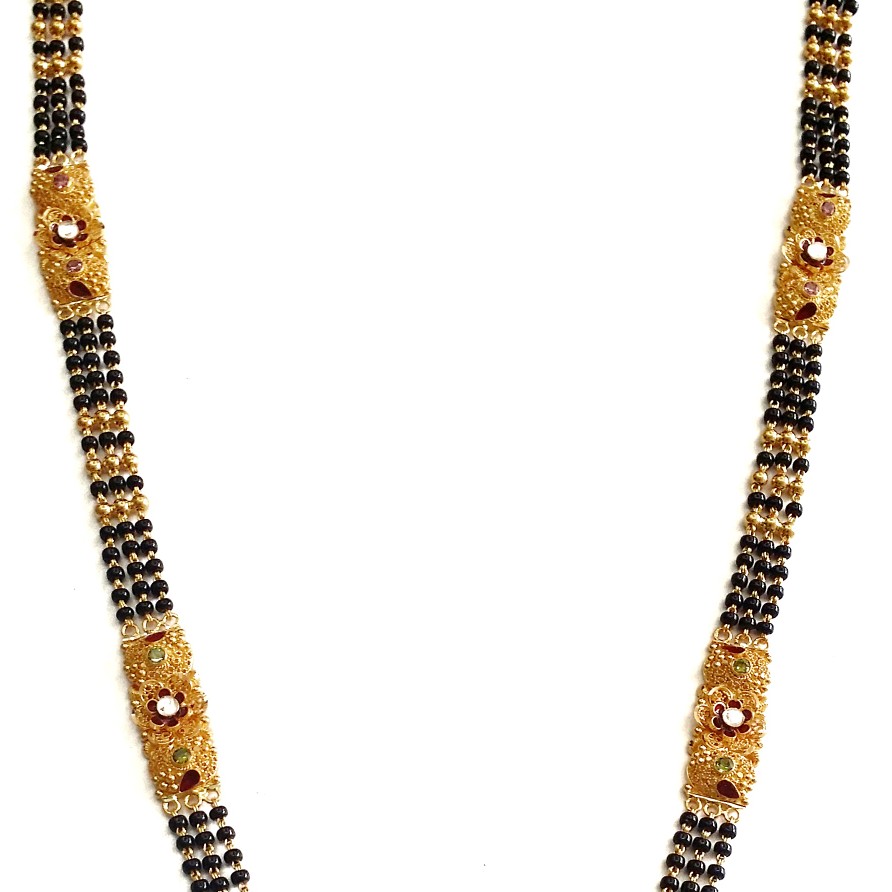 22k Gold Multi Meenakari Flower Mangalsutra MGA - GP023
