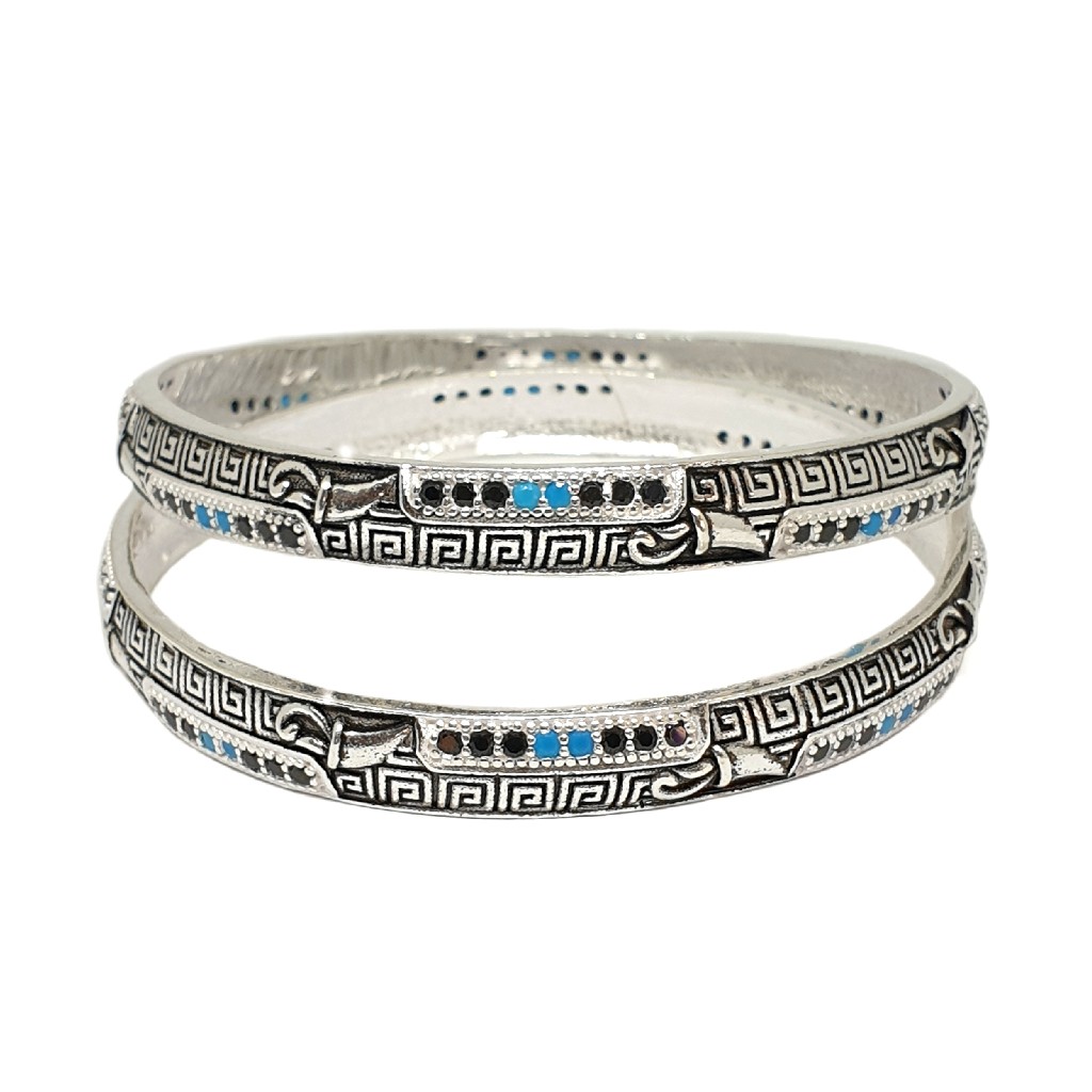 925 Sterling Silver Oxidised Kadli Bangles MGA - KDS2498