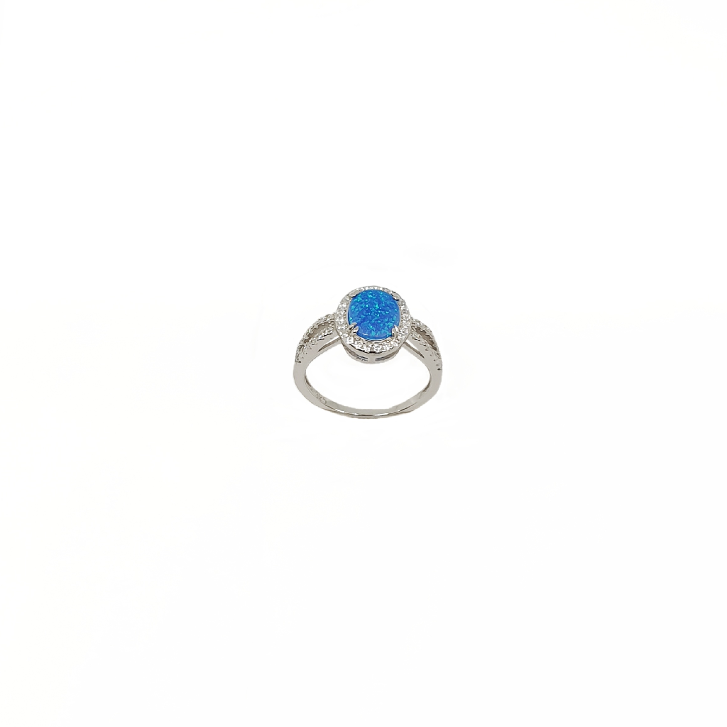 Blue Stone Diamond Ring In 925 Ster...