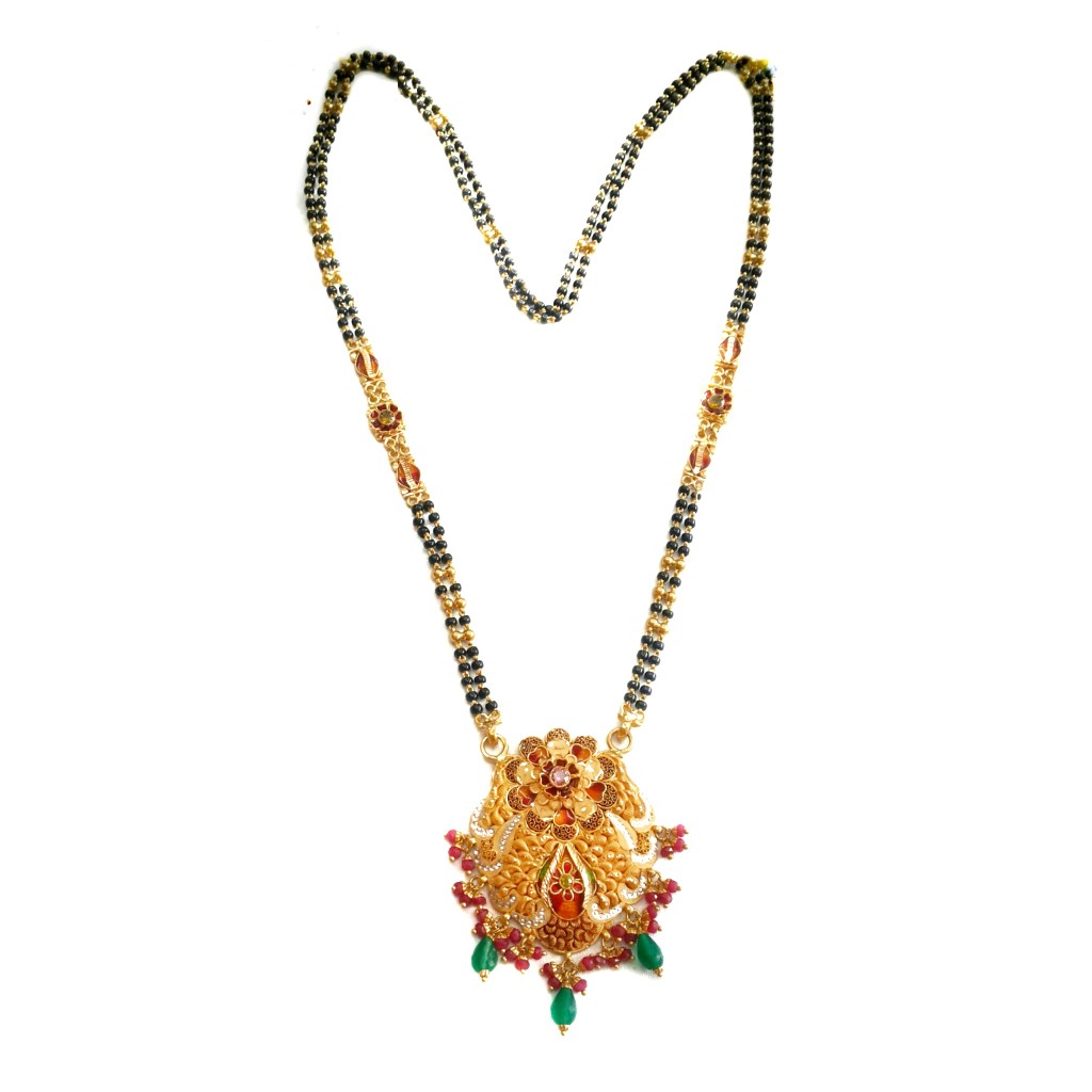 22k Gold Meenakari flower shape man...