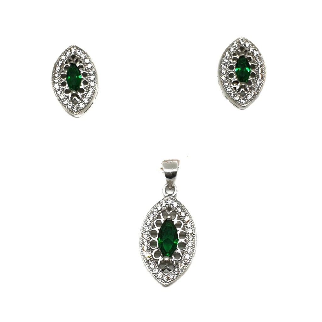 925 Sterling Silver Green Diamond P...