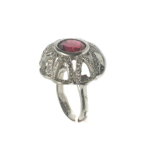 925 Sterling Silver Red Stone Ring MGA - LRS0066