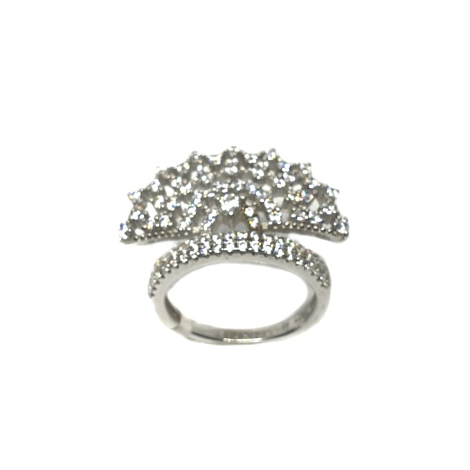 925 Sterling Silver CZ Diamond Cut Queen Shaped Ring MGA - LRS0095