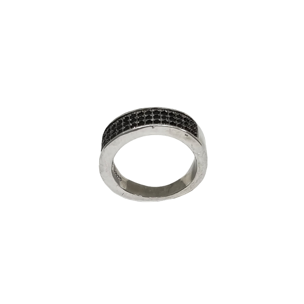 Black Diamonds Ring In 925 Sterling...