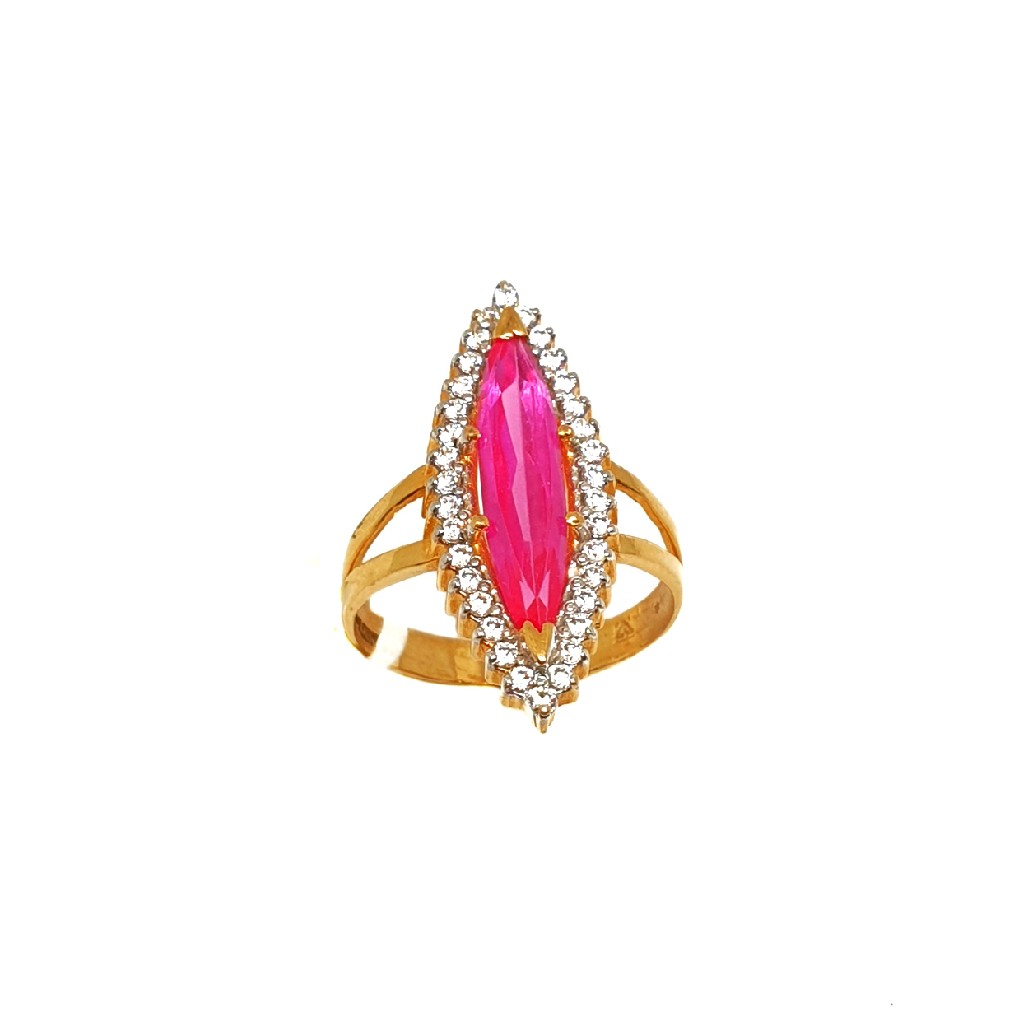 22K Gold Pink Marquis Stone Designe...