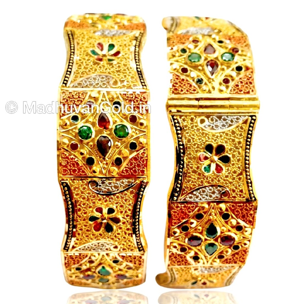 22k Gold Kalkatti Meenakari Patla B...