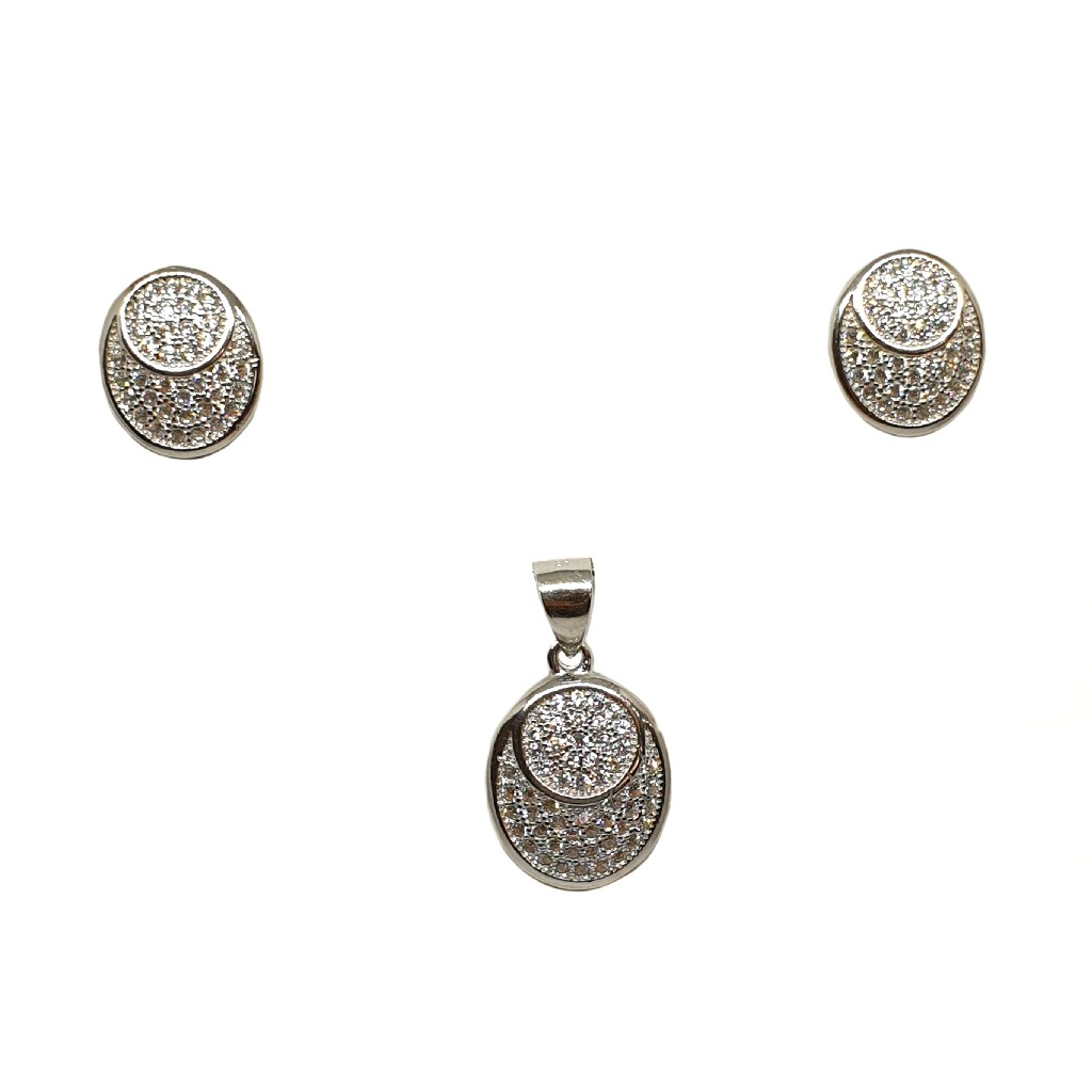 925 Sterling Silver Oval Shaped Designer Pendant Set MGA - PTS0106