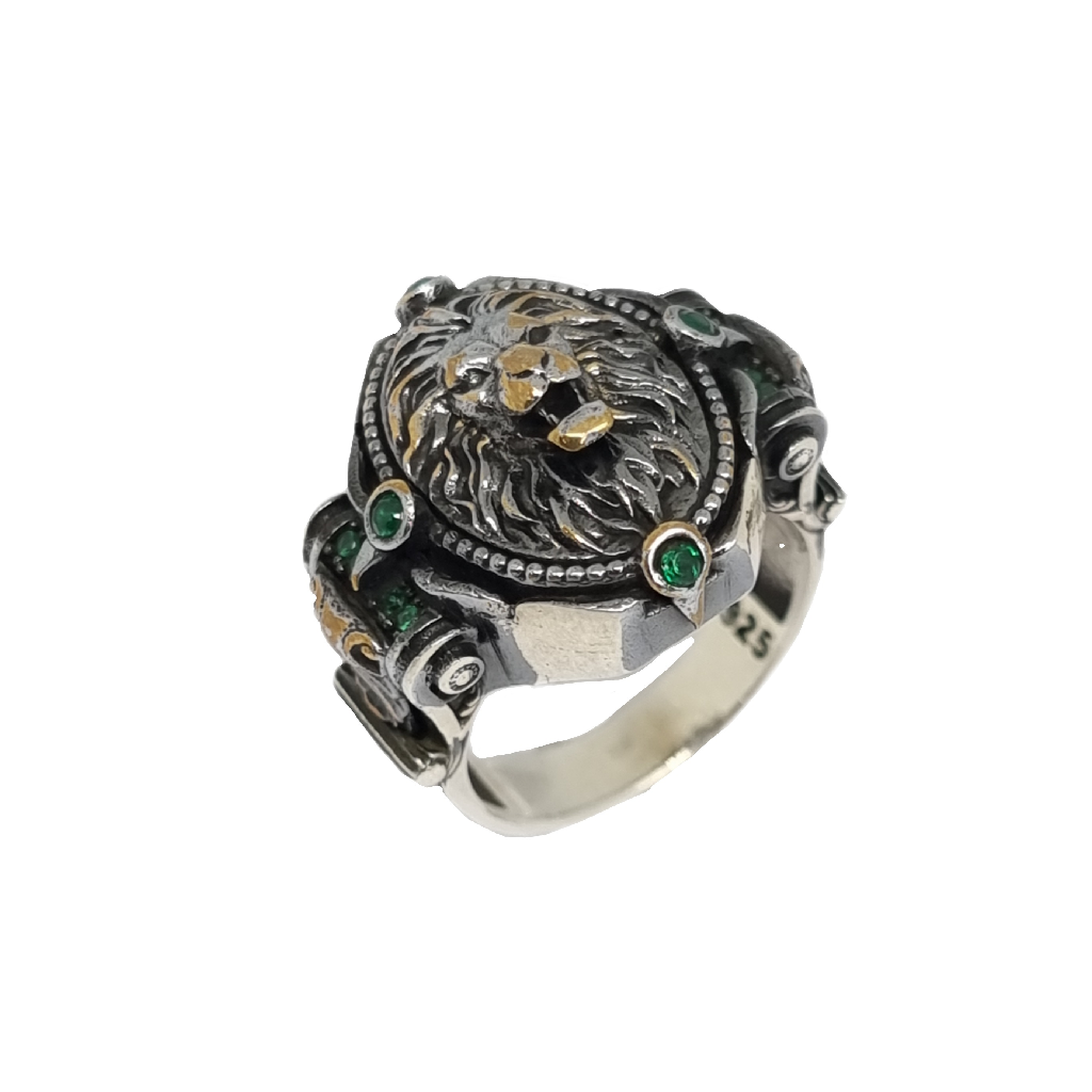 Ancient Lion Ring In 925 Sterling Silver MGA - GRS2613