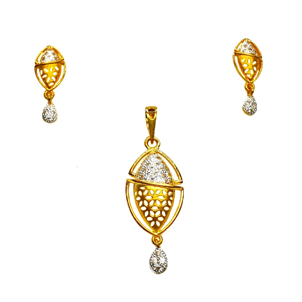 22K Gold CZ Diamond Fancy Pendant Set MGA - PTG0121