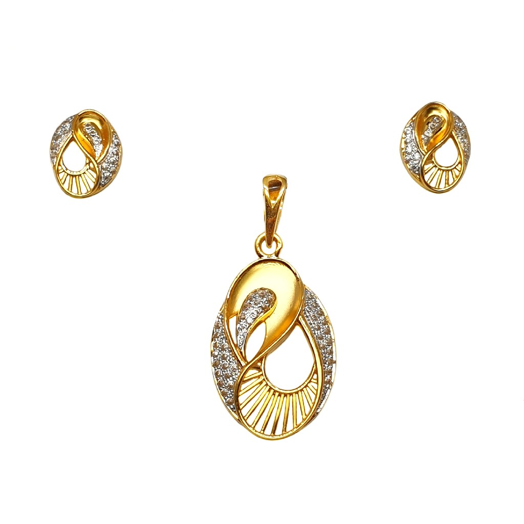 22K Gold Oval Shaped Modern Pendant...