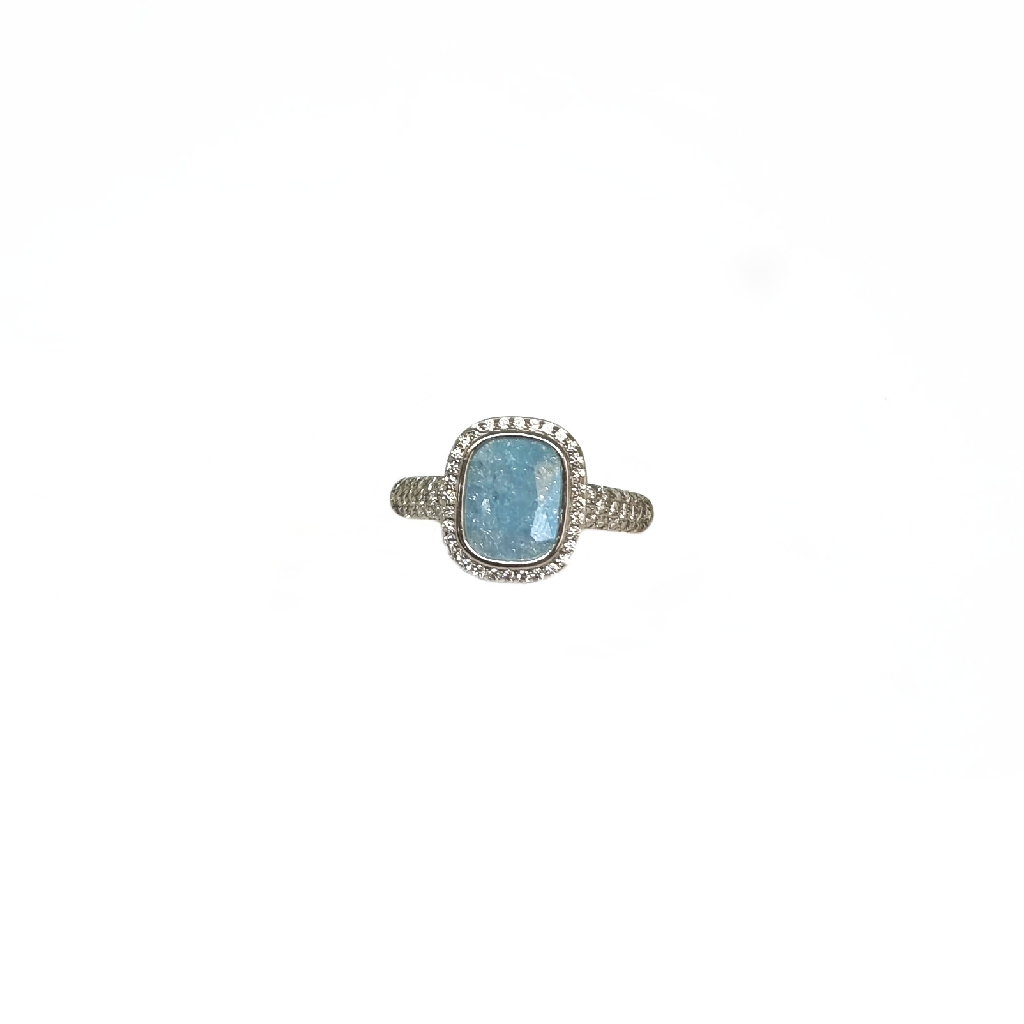 Sky Blue Crystal Diamond Ring In 92...