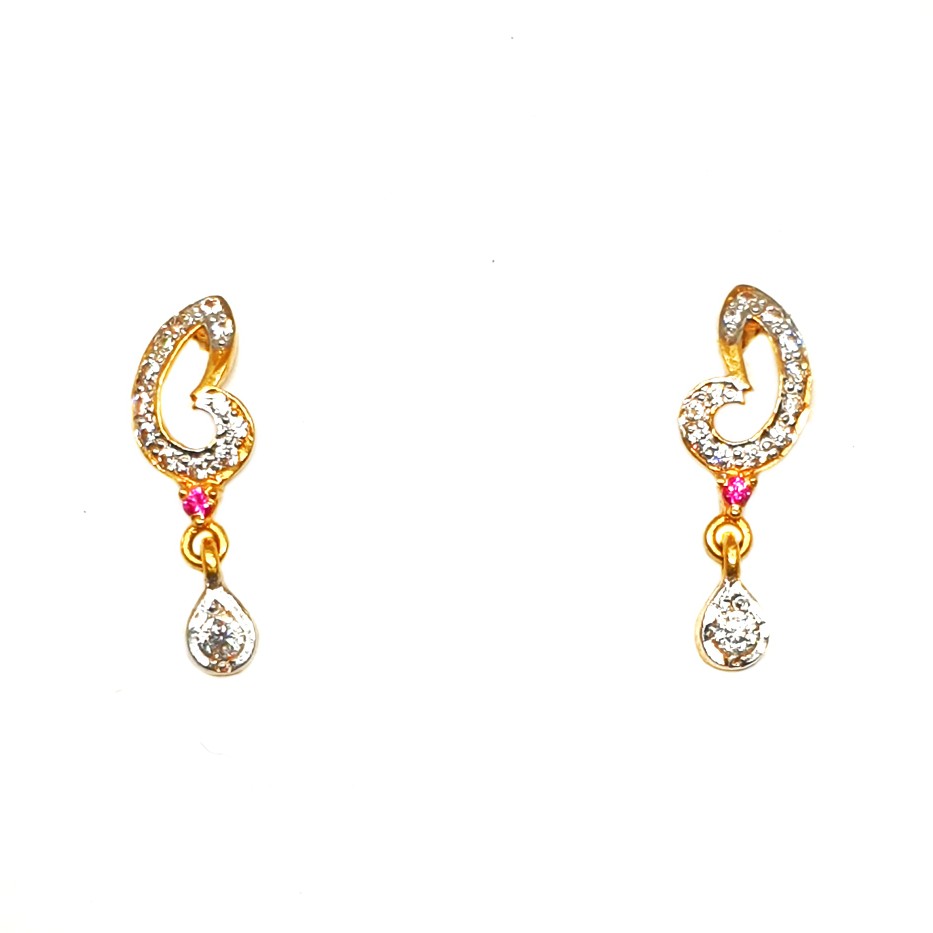 22K Gold CZ Diamond Earrings MGA -...