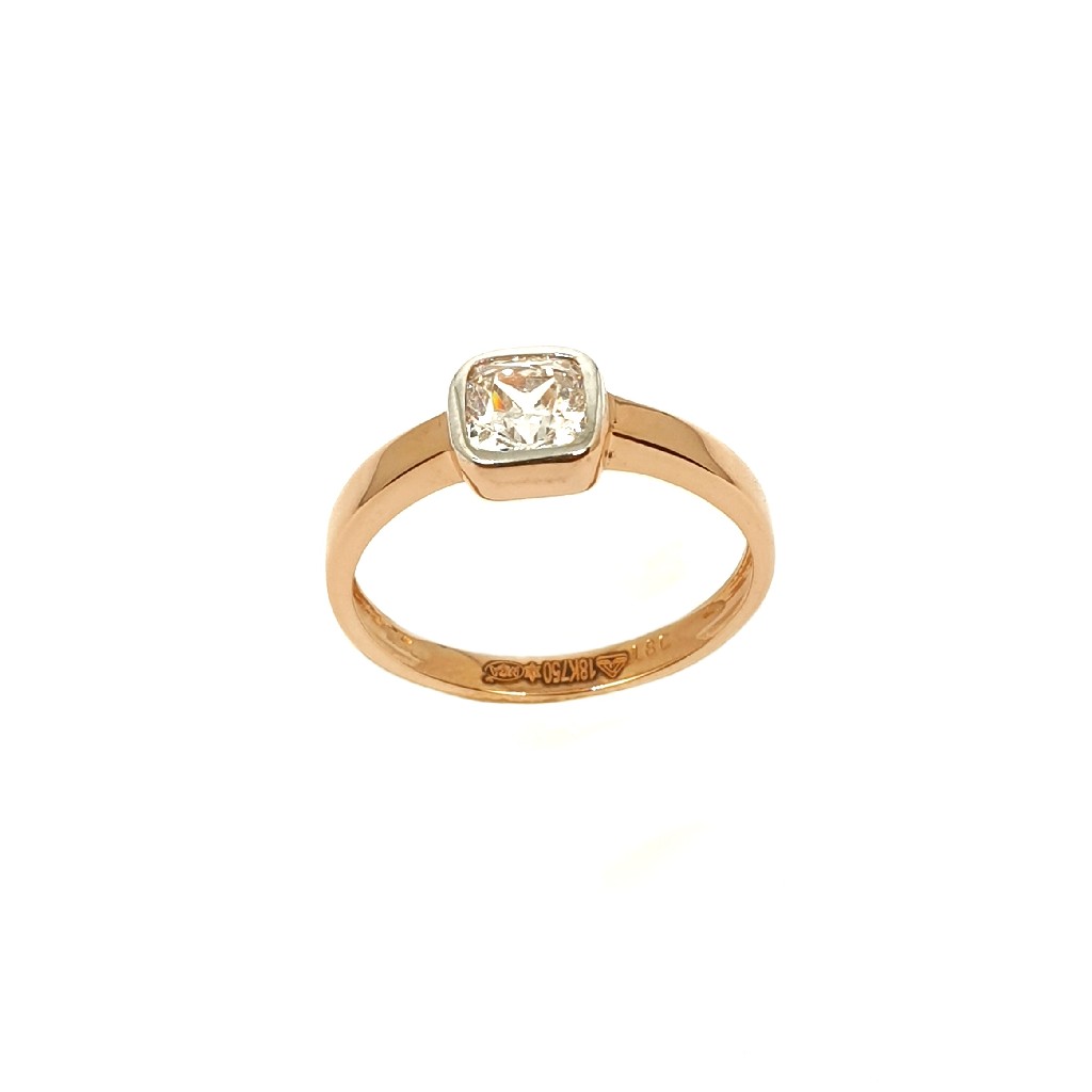 18K Rose Gold Square Shaped Solitai...