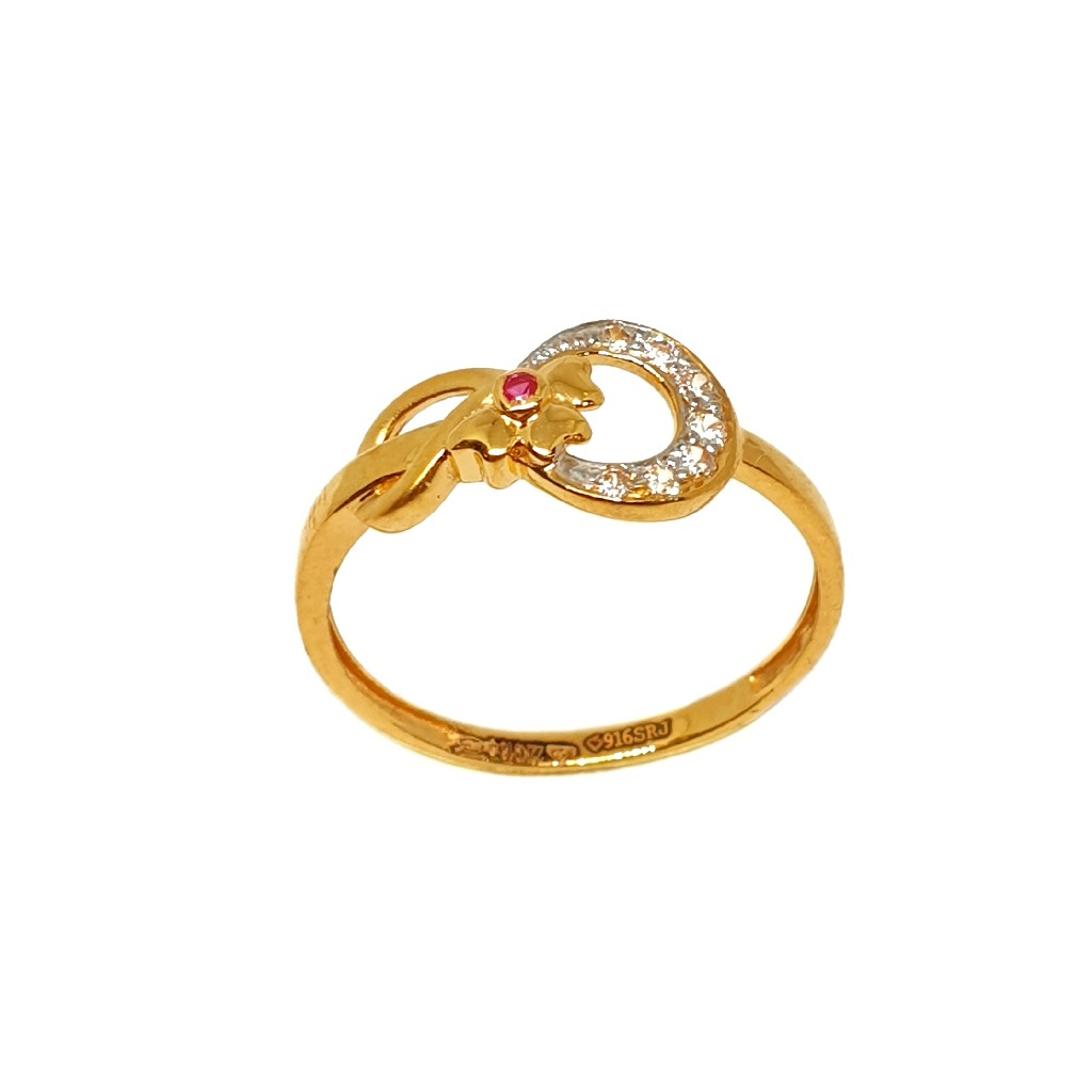 22K Gold Flower Shaped Pink Diamond...