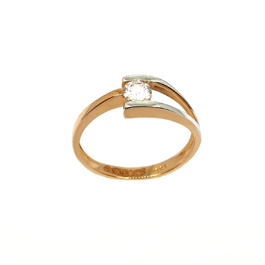 18K Rose Gold Solitaire Diamond Rin...