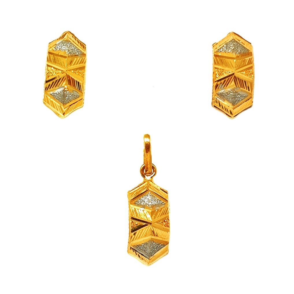 22K Gold Modern Pendant Set MGA - P...