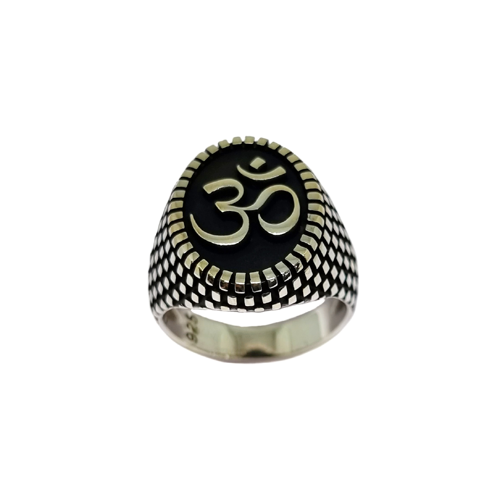 925 Sterling Silver Om Gents Ring M...