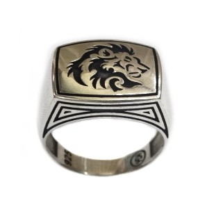 925 Sterling Silver Lion Ring MGA -...