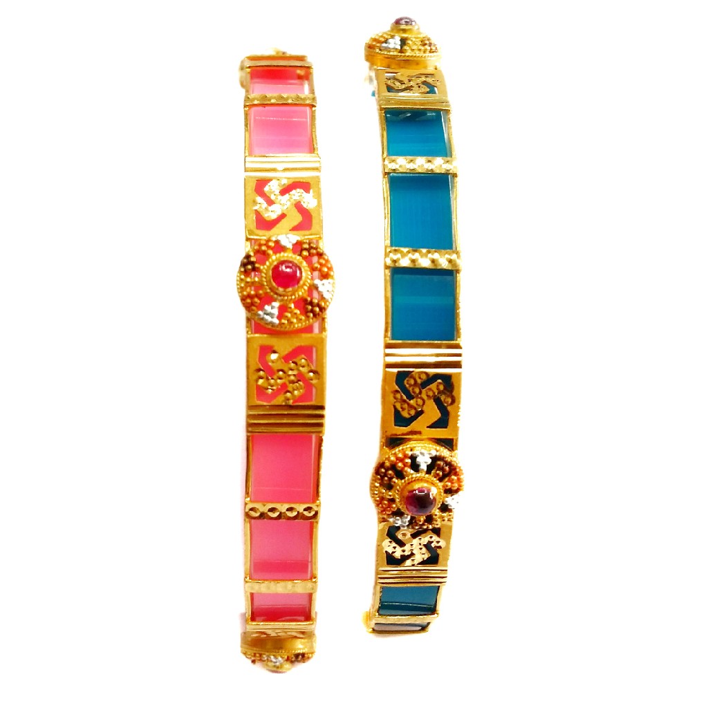 22k gold multiple colours changeable kada bangles mga - gp049