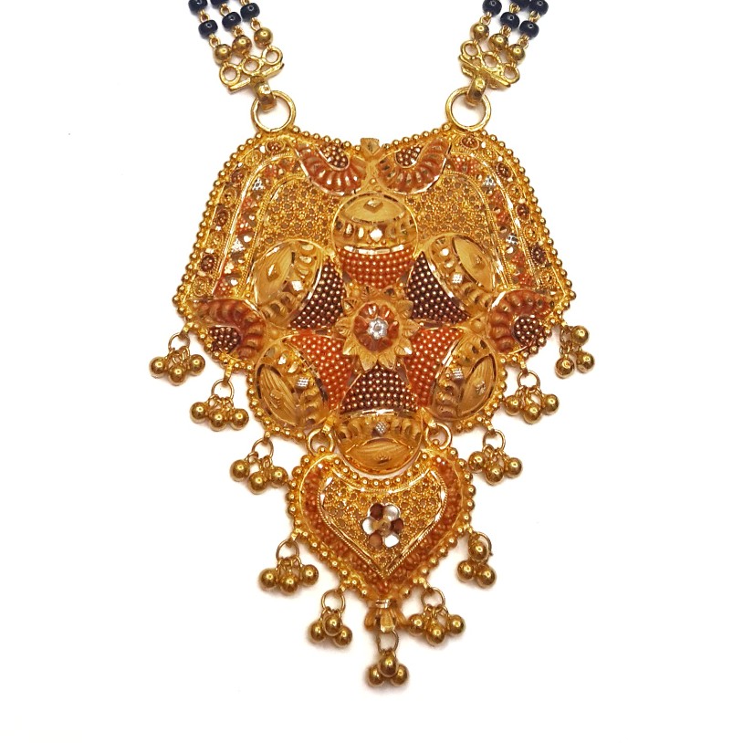 22k gold modern design flower shape mangalsutra mga - gm027