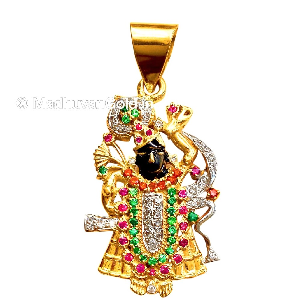 916 Gold CZ Diamond Shreenathaji Pe...