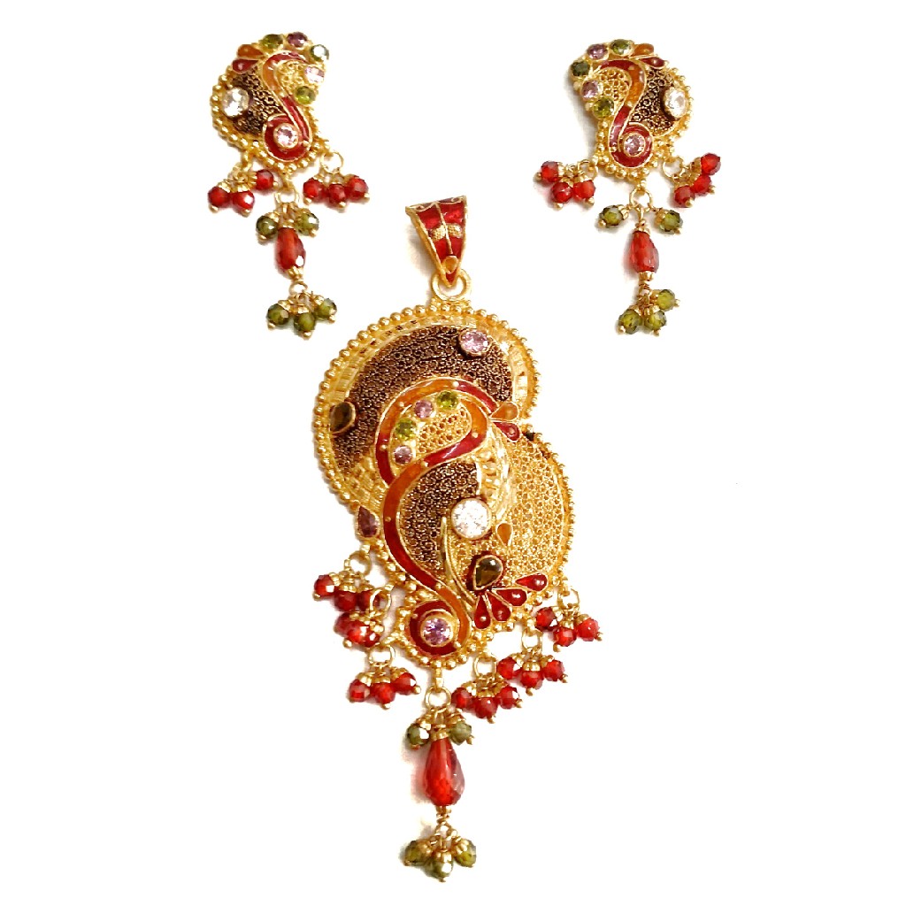 22k Gold Kalkatti Meenakari Designe...