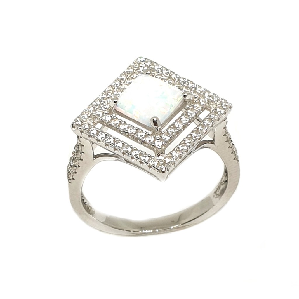 925 Sterling Silver Square Shaped R...