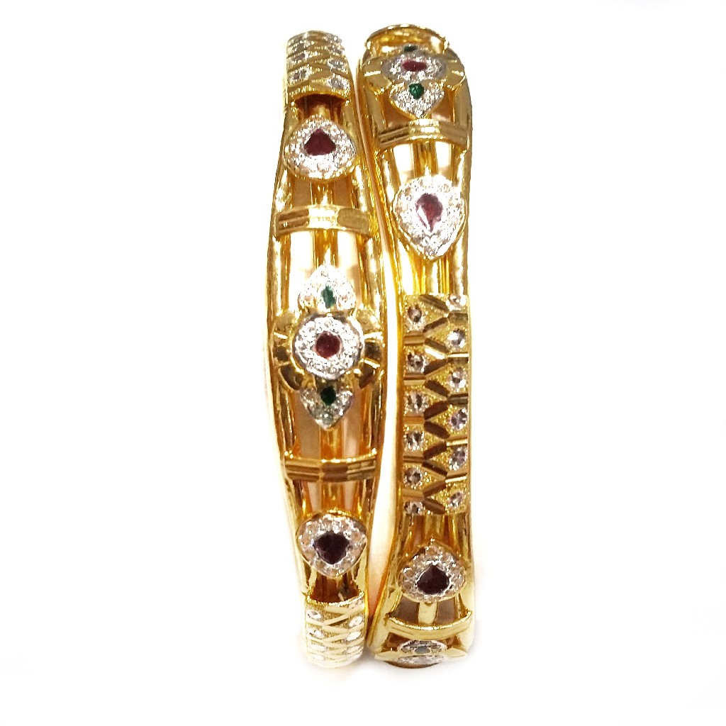 22kt gold cz diamond kadali bangles...