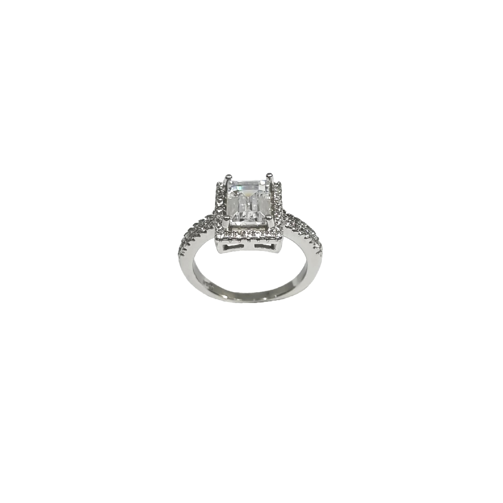 Square Shape Diamond Ring In 925 St...