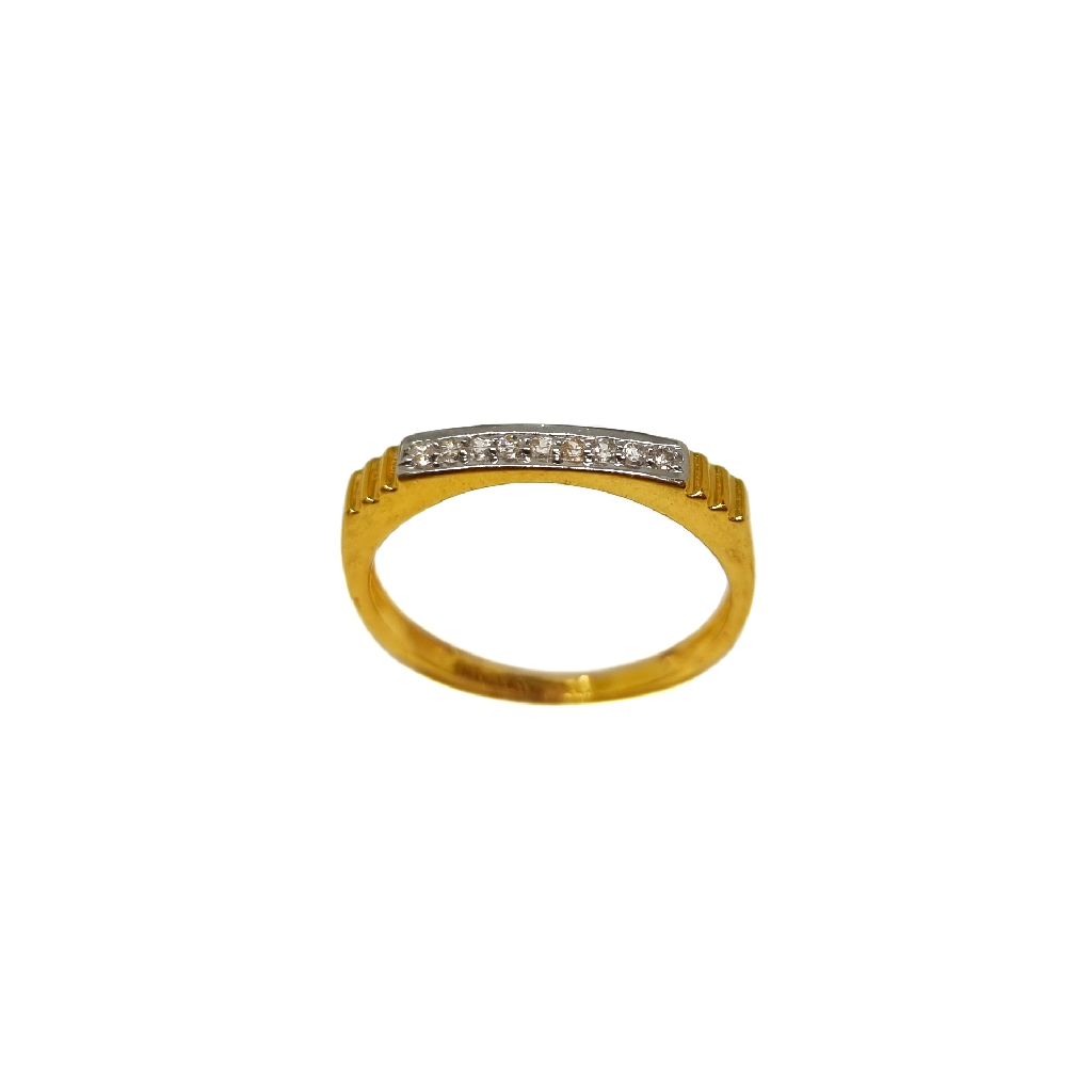 22K Gold Modern CZ Diamond Ladies R...