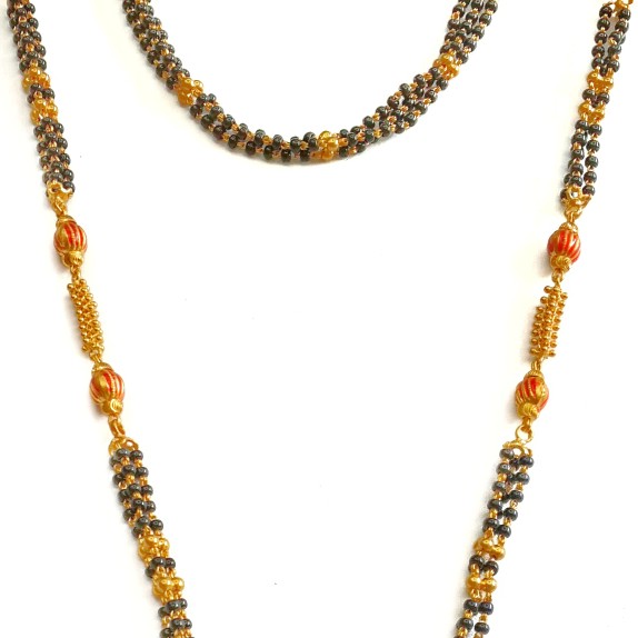 22k gold kalkatti meenakari flower shape mangalsutra mga - gm014